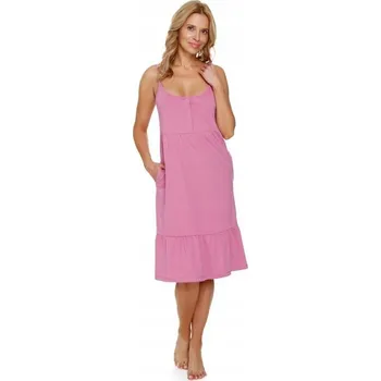 Dámská noční košile Košile noční Doctor Nap růžová bavlněná L za koleno na ramínkách