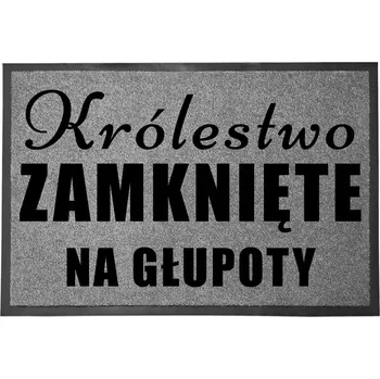 VCHODOVÁ ROHOŽKA ŠEDÁ 40X60CM KE DVEŘÍM S HUMOREM KRÁLOVSTVÍ ZAVŘENO