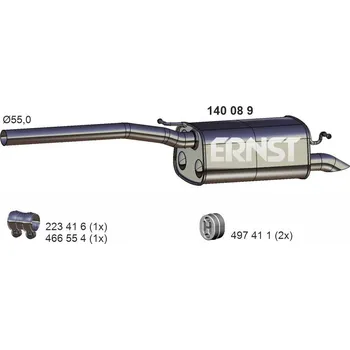 Tlumič výfuku Zadní tlumič výfuku ERNST 140089