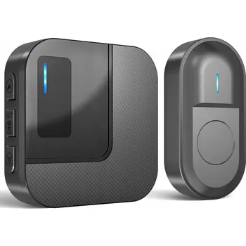 Domovní zvonek SURFOU Bezdrátový Zvonek na Dveře Dosah 300m Vodotěsný LED Černý