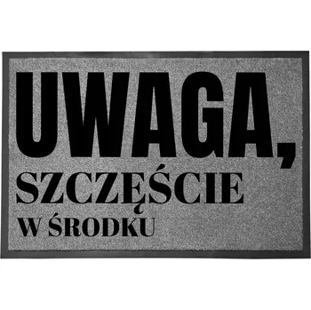 Rohožka ŠEDÁ VSTUPNÍ ROHOŽKA 60X40CM POD DVEŘE - ŠTĚSTÍ UVNITŘ