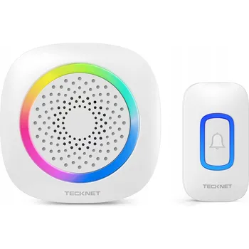 Domovní zvonek TECKNET Bezdrátový Zvonek RGB 60 Melodií IP66 Dosah 400m Výdrž Baterie 4,5 Roku