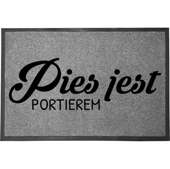 Rohožka VCHODOVÁ ROHOŽKA ŠEDÁ 40X60 KE DVEŘÍM S HUMOREM VTIPNÁ PES VRÁTNÝ