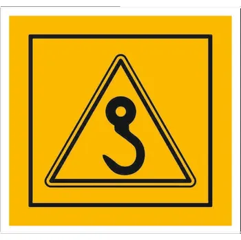 Výstražná samolepka piktogram BOZP pozor hák