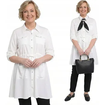 Dámská tunika Bílá tunika se stahovací šňůrkou plus size velikost 58
