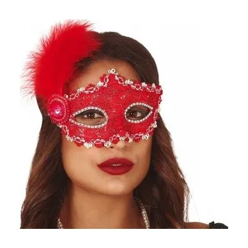 Karnevalová maska Benátská maska na oči Guirca 919/12948, plastová, červená