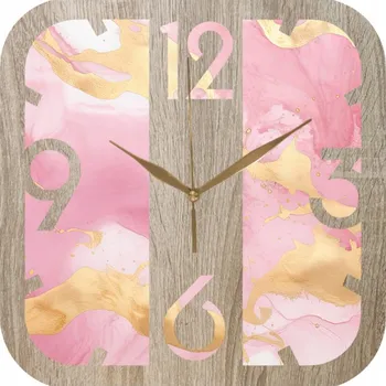 Hodiny Nástěnné hodiny Dekorativní do obýváku Růžový mramor se zlatem 35 cm