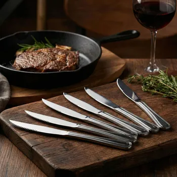 Příbor Sada steakových nožů s ražbou MONDEX DHALIA DAISY 22,8 cm černé 6 ks