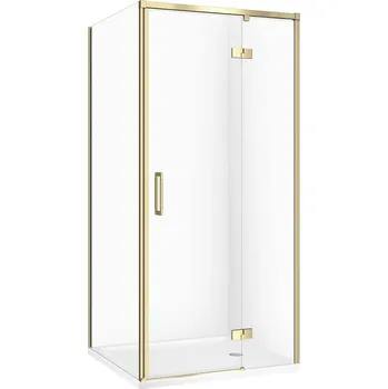CERSANIT Sprchový kout LARGA zlatý, pravý 80x80 čiré sklo, sprchová vanička TAKO S601-454