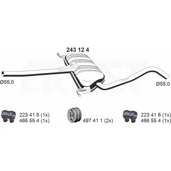 Tlumič výfuku Střední tlumič výfuku ERNST 243124