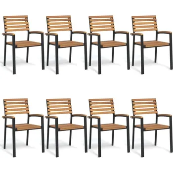 vidaXL Stohovatelné zahradní židle 8 ks masivní akáciové dřevo a kov [3155427]