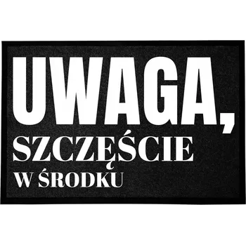Rohožka ČERNÁ VSTUPNÍ ROHOŽKA 60X40CM POD DVEŘE - ŠTĚSTÍ UVNITŘ