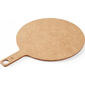Kuchyňské prkénko DŘEVĚNÉ PRKÉNKO NA SERVÍROVÁNÍ PIZZY A CHUŤOVEK S RUKOJETÍ, PRŮMĚR 35,6 CM