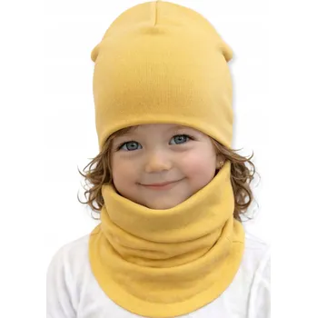 Čepice Souprava ČEPICE + NÁKRČNÍK 92-98-104 dětská souprava 46/50 JARNÍ HOŘČICE