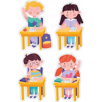 Obraz Školní dekorace LearnHow LH-DSZ20 Děti ve školních lavicích 4 kusy