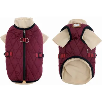 Obleček pro psa PROŠÍVANÁ VESTA PRO PSA S GOLFOVÝM LÍMCEM bordó VELIKOST S