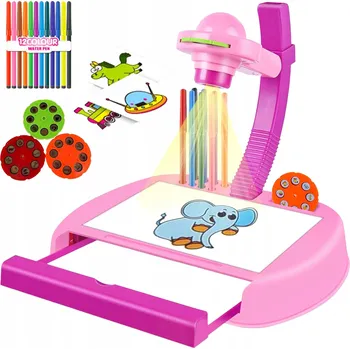 Magnetická kreslící tabulka PROJEKTOR NA KRESLENÍ 24 DIAPOZITIVY KREATIVNÍ TABULE PRO DĚTI POPISOVAČE PAPÍRY