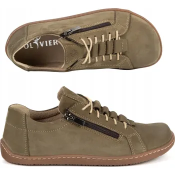 Dámské tenisky Minimalistické barefoot kožené boty dámské 1242 olivová nubuk 37