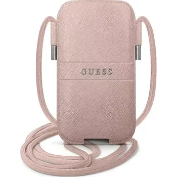 Pouzdro na mobilní telefon GUESS PU Saffiano Metal Logo Pouch S M růžová (3666339031800)