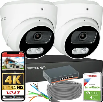 IP kamera Monitorovací sada 2 IP kamery 8Mpx 4K POE Switch PoE Detekce HDD 4TB