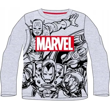 Chlapecké tričko Marvel dětské tričko s dlouhým rukávem bavlna šedé, velikost 134