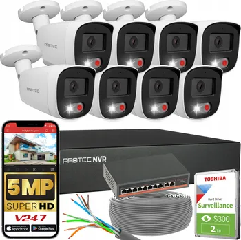 IP kamera Sada pro monitoring 8 IP kamer 5Mpx PoE Switch PoE detekce HDD 2TB