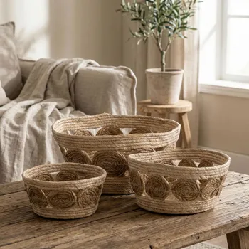 Úložný box Sada košů z mořské trávy MONDEX 23 × 23 × 20 cm přírodní 3 ks