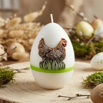 Velikonoční dekorace Parafínová svíčka vajíčko ARTMAN KURKA 8 × 11 cm zelená