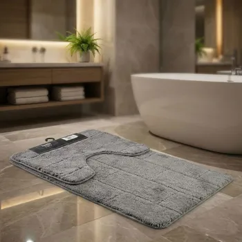 Koupelnová předložka Sada koupelnových předložek MONDEX BATH LAB ZAC 50 × 37 cm a 50 × 80 cm šedá 2 ks