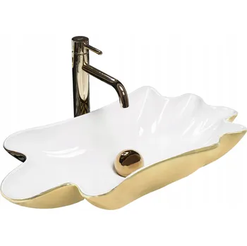 Umyvadlo na desku Mušle 60 cm Bílo-Zlaté Rea Sea Infinity White Gold