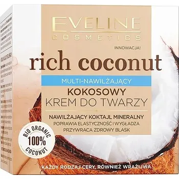 Pleťový krém Hydratační krém na obličej Eveline Cosmetics Rich Coconut denní krém 50 ml