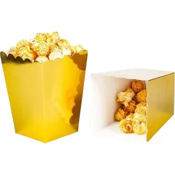 Party nádobí KRABIČKY NA POPCORN Zlaté Občerstvení Chipsy Křupky Kelímky Na Popcorn 6 ks