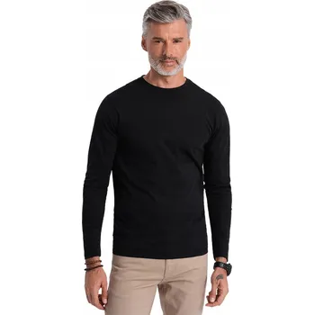 Pánské tričko Pánské tričko s dlouhým rukávem černé basic 100% bavlna pohodlné OM-LSBL-0106 V1 vel XL