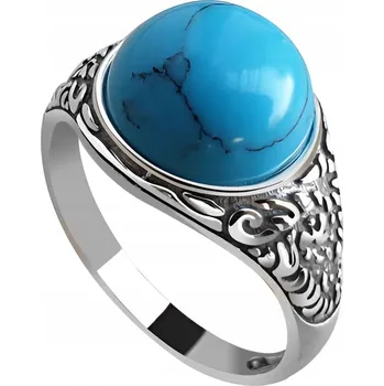 Prsten Prstýnek stříbrný ryzost 925 Stylový Klasický Prstýnek s TYRKYSOM | vel. 16