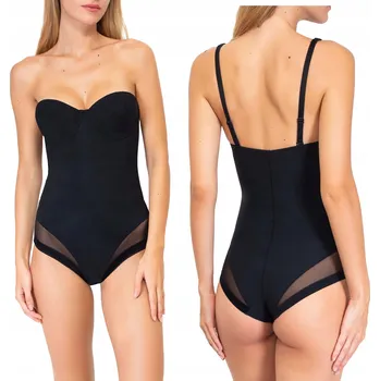Body Dámské zeštíhlující body bezešvé hladké černé Sielei 90B