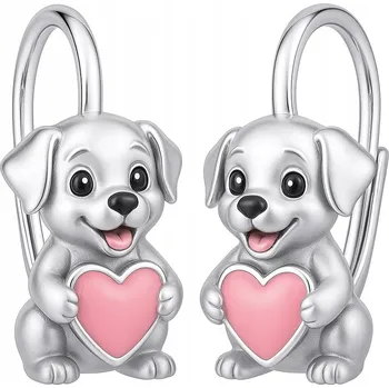 Náušnice Stříbrné náušnice pro dívky pejsci srdíčko stříbro 925 anglické zapínání