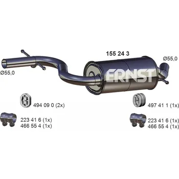 Tlumič výfuku Střední tlumič výfuku ERNST 155243