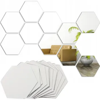 Zrcadlo ZRCADLA HEXAGON sada 12 ks DEKORATIVNÍ ZRCADLA na stěnu do obýváku 9 Cm moderní