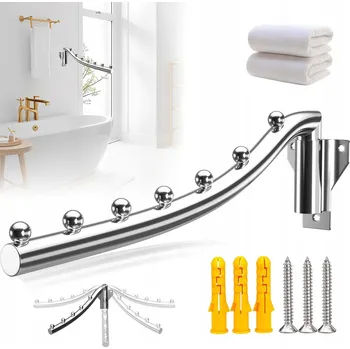 Věšák Skládací nástěnný věšák s háčky z z nerezové oceli, na balkon, do prádelny