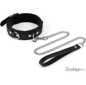 BDSM obojek Obojek a vodítko z recyklované kůže Black Bond