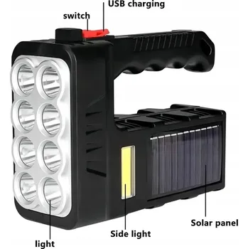Svítilna SOLÁRNÍ VÍCEÚČELOVÁ SVÍTILNA 8LED+COB S USB NABÍJENÍM