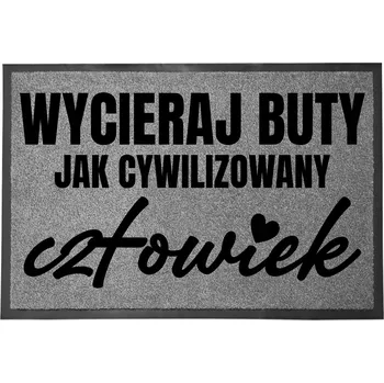 Rohožka Vstupní rohožka šedá 40x60 ke dveřím s humorem - Civilizovaný člověk