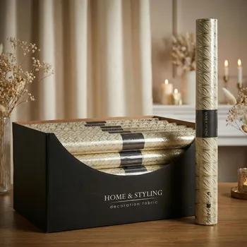 Vánoční dekorace Dekorační tkanina organza MONDEX HOME & STYLING 36,5 × 200 cm bílá se zlatým vzorem