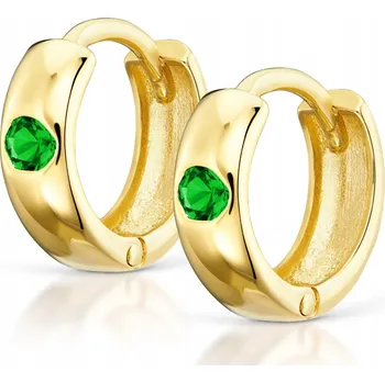 Náušnice ZLATÉ NÁUŠNICE KROUŽKY zelený Zirkon