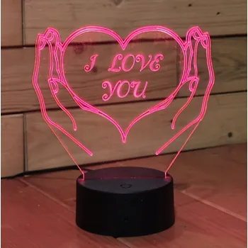 Lampička LED Lampa Srdce v Dlaních I Love You Dálkový Ovladač Jméno Věnování