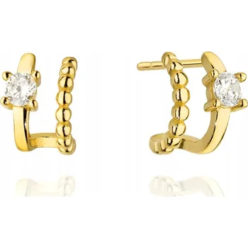 Náušnice POZLÁCENÉ NÁUŠNICE ryzost 925 DVOJITÉ KRUHY ZIRKONY