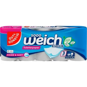 Toaletní papíry Suchý toaletní papír bez vůně Gut&Gunstig 10 ks