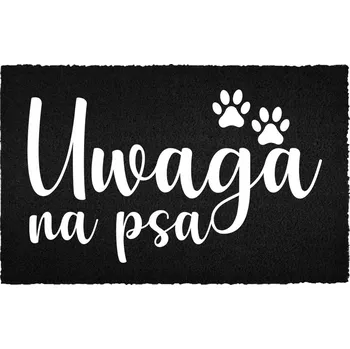Rohožka KOKOSOVÁ ROHOŽKA ČERNÁ VSTUPNÍ 60X40CM S HUMORNÝM NÁPISEM POZOR PES