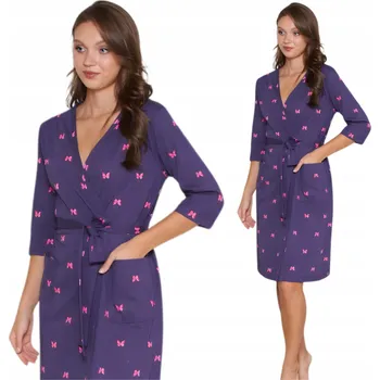 Dámský župan DÁMSKÝ BAVLNĚNÝ ŽUPAN LEHKÝ RANNÍK NA ZAVAZOVÁNÍ ELEGANTNÍ TENKÝ XXL