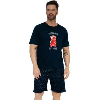 Pánské pyžamo CORNETTE pánské pyžamo bavlna 326/205 GUMMY KING námořnická modrá L